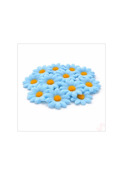 Yapay Papatya Çiçek Kafası 4 Cm X 20 Adet - Mavi Renkli