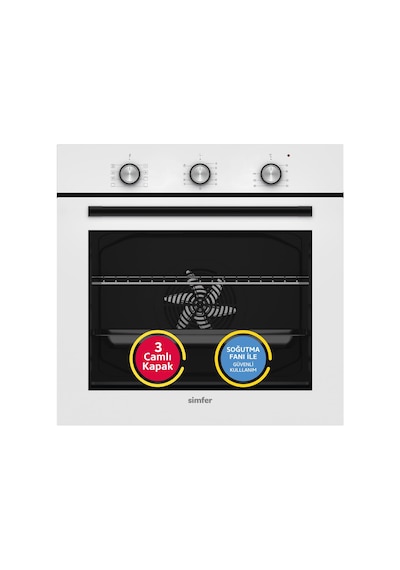 Simfer 8268 0+8 Fonksiyon 73 L Mekanik Beyaz Turbo Özellikli 3 Camlı Ankastre Fırın