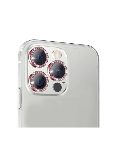 Buff Apple Uyumlu iPhone 14 Pro / 14 Pro Max Diamond Lens Koruyucu Kırmızı