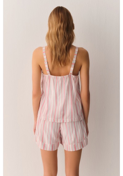 Suwen Loren Atlet Şort Pijama Takımı Sh26543667919 Pembe