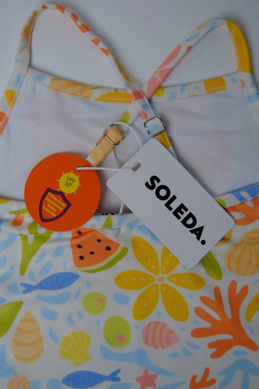 Soleda Uv Korumalı Hızlı Kuruyan Kız Bebek Çocuk Mayosu Underwater Salad Çok Renkli