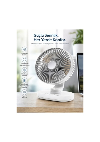 Robeve Yk Otomatik Dönebilen Şarjlı Masaüstü Vantilatör 120 Otomatik Döner Salınım Özellikli Fan Vantilatör Usb Type-c, 4 Kademeli Hız, Sessiz Mini Fan, Taşınabilir, Uzun Kullanım, Ofis & Ev Için Robeve Yk Otomatik Dönebilen Şarjlı Masaüstü Vantilatör 120 Otomatik Döner Salınım Özellikli Fan Vantilatör Usb Type-c, 4 Kademeli Hız, Sessiz Mini Fan, Taşınabilir, Uzun Kullanım, Ofis & Ev Için