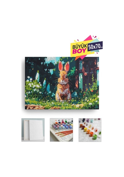 Sayılarla Boyama Seti Numaralı Tuval Fırça Boya Dahil Kasnaklı Set 50x70 Cm - Tavşan
