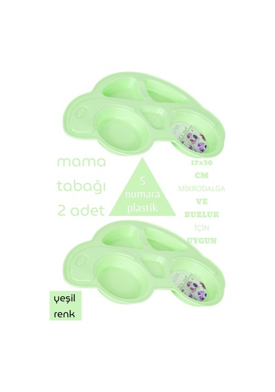 Mama Tabağı 2 Adet 17x30 Cm Mikrodalga Ve Buzluk İçin Uygun 5 Numara Plastik