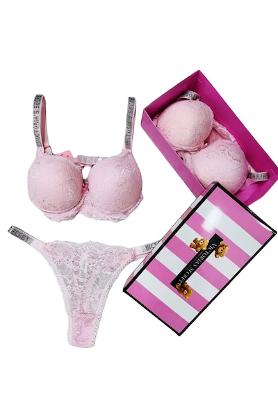 Victoria"s Secret Pusch Up Set Alt Üst Dolgulu Sütyen Ve Külot Takım 2"liset Açık Pembe