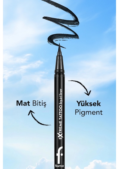 Extreme Tattoo Yüksek Pigmentli & Mat Bitişli Akmayan Likit Göz Kalemi 001 Black