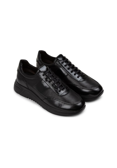 Deery Hakiki Deri Siyah Erkek Sneaker Ayakkabı - 01963Msyhe01 Siyah