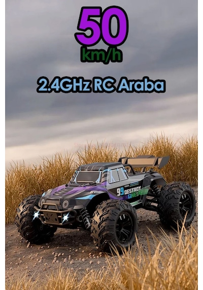 50 Km Hız Yapan Metal İç Aksam Rc Araba 2.4ghz Şarjlı Uzaktan Kumandalı Araba Karışık