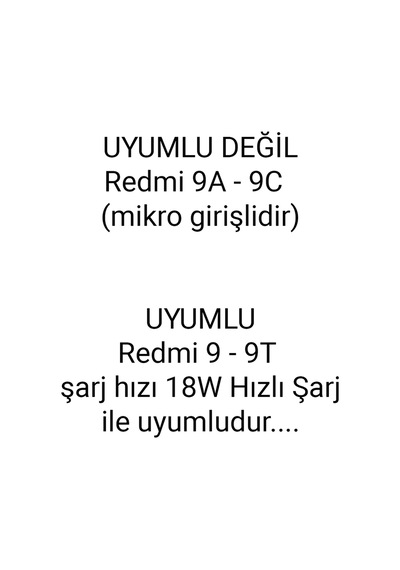 Redmi 9 - 9t Uyumlu Hızlı Şarj Kablosu 18w-120w Hızlı Şarj Kablosu