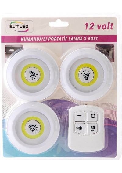 Elitled Kumandalı Portatif Lamba 3 Adet