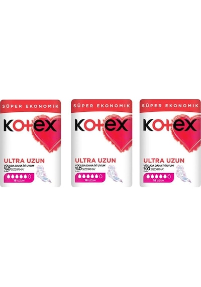 Kotex Ultra Uzun Hijyenik Ped 3 X 18