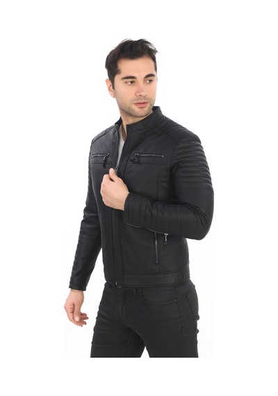 New Zaya Leather Erkek Biker Deri Ceket -