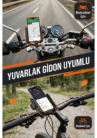 Motosiklet Bisiklet Telefon Tutucu Gidon Ve Ayna Bağlantılı Motor Tutacağı Scooter 10cmx8. 5cm