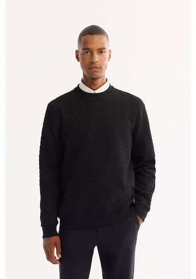 Avva Erkek Siyah Bisiklet Yaka Dokulu Elastan Regular Fit Sweatshirt A52y1216 Avva Erkek Siyah Bisiklet Yaka Dokulu Elastan Regular Fit Sweatshirt A52y1216