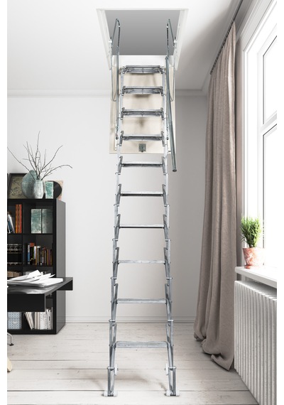 Aytürk Fantozzi Acisvazia Italya Menşei 60 x 70 Galveniz Kaplı Makaslı Metal Çatı Merdiveni H:320 CM