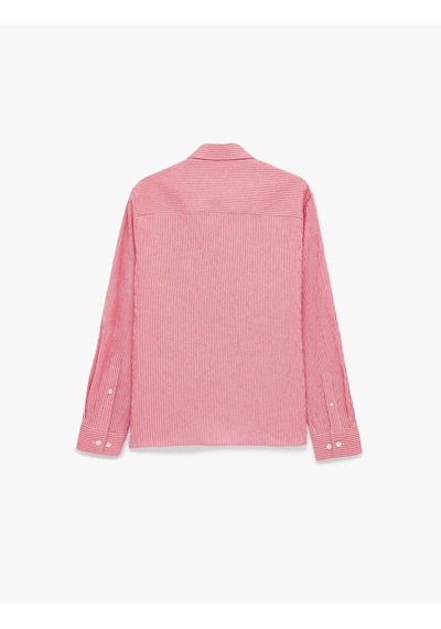 Koton Klasik Yaka Çizgili Regular Fit Uzun Kollu Gömlek Pembe Çizgili 6sam60178hw