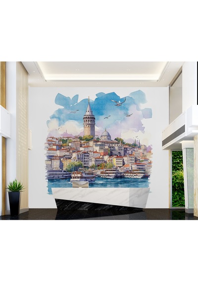 İstanbul Suluboya Poster Duvar Kağıdı Renkli