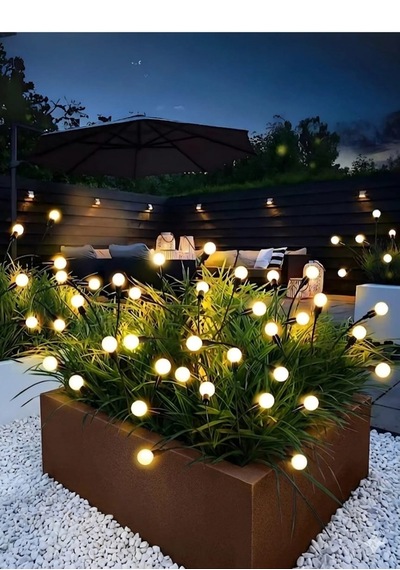 2 Adet Solar 6 Led'li Güneş Enerjili Ateş Böceği Bahçe Balkon Saksı Aydınlatması Lamba
