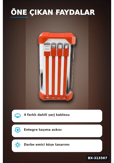 Bay Dahili Kablolu 60000mah Powerbank 22.5w Hızlı Şarj Type-c Usb Çıkışlı Dijital Göstergeli Bx-313567 Najmaddi Standart
