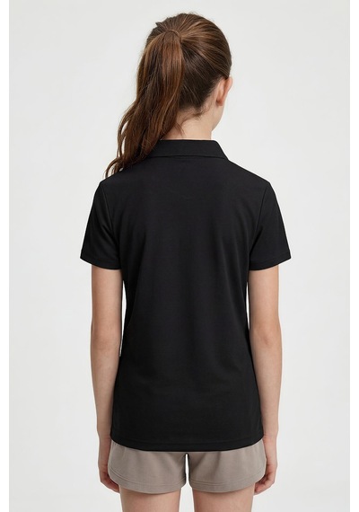 Tommy Life Siyah Polo Yaka Standart Fit Basic Unisex T-shirt - 11330