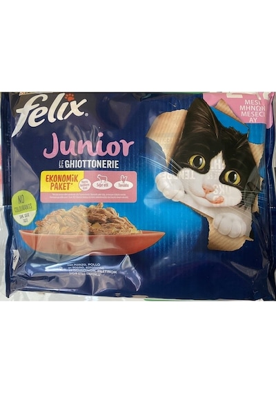 Purina Felix Junior Sığır ve Tavuk Etli Yavru Yaş Kedi Maması 12'li 4 x 85 G