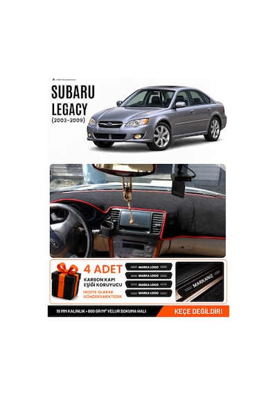 Subaru Legacy 2003-2009 Uyumlu Torpido Örtüsü, Torpido Kılıfı - Siyah Kırmızı