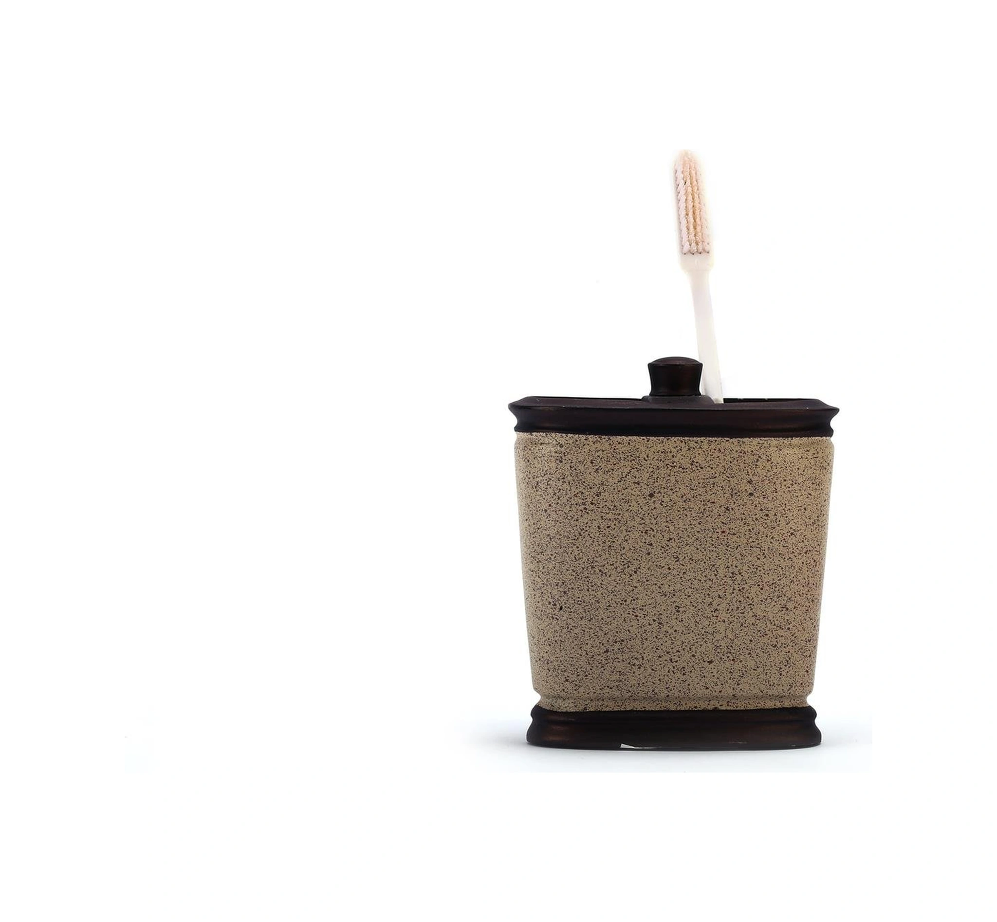 2 Adet Diş Fırçalık Bronz Kumlu Poliresin 10x12x5cm Banyo Seti Çok Renkli