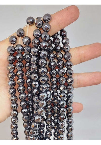Hematit Taşı Faset Kesim Dizi 8mm 55698 Çok REnkli