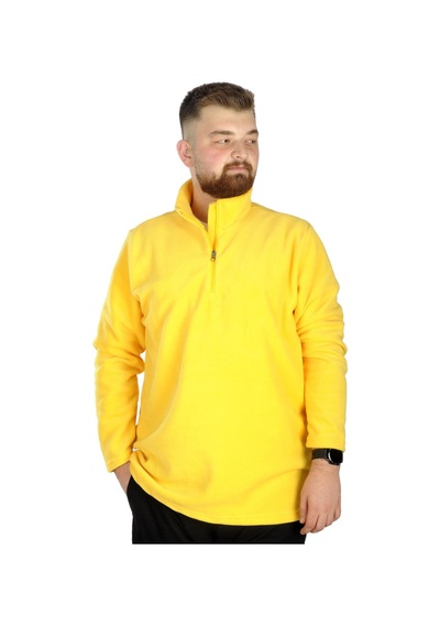 Mode Xl Erkek Sweat Polo Yaka Yarım Fermuarlı Polar 22548 Sarı 001