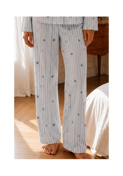 Fit Women Kadın Relax Fit Düğme Mavi Pijama Takımı