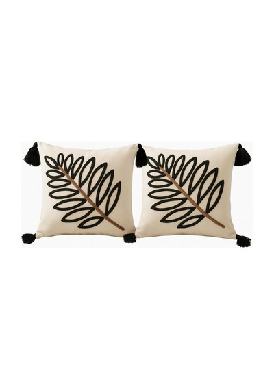 Raschel Home 2 Adet Set Saçaklı Yumuşak Punch İşlemeli Kırlent Yastık Kılıfı Terletmez 2 Adet 43x43 Çok Renkli