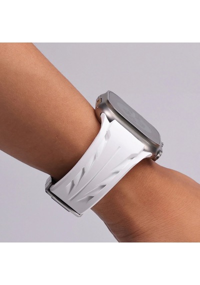 Apple Uyumlu  Watch  10 46mm Krd-127 Metal Tokalı Uzunluk Ayarlı Silikon Kordon