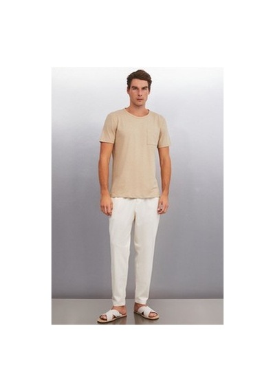5in1Canpolat Bej Renk Erkek Oversize T-shirt Modası 750