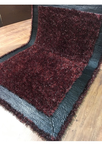 Saray Halı Simli Deri 125X180 Kırmızı Derili Simli Halı !