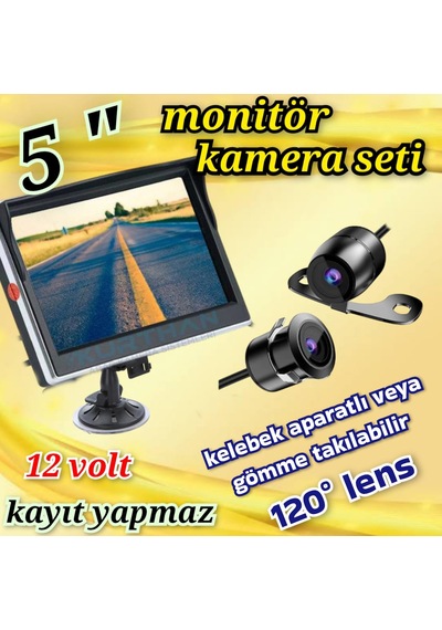 5 İnç Ekran Ve 1 Adet Kelebek Kamera Kayıt Yapmaz 12 Volt