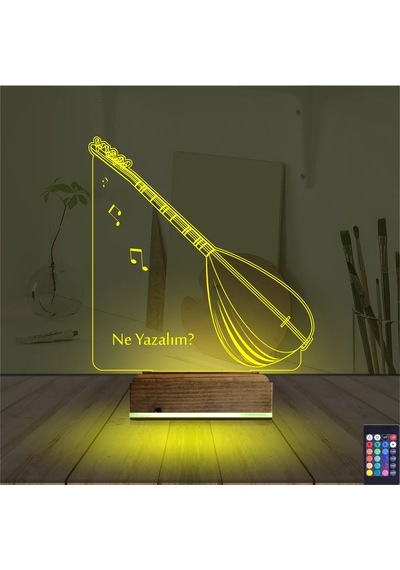 Luvivia Saz Müzik Nota Kişiye Özel 3d Lamba - Masa Gece Lambası Şeffaf