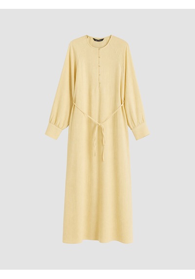 Lcw Modest Sarı Bisiklet Yaka Müslin Elbise