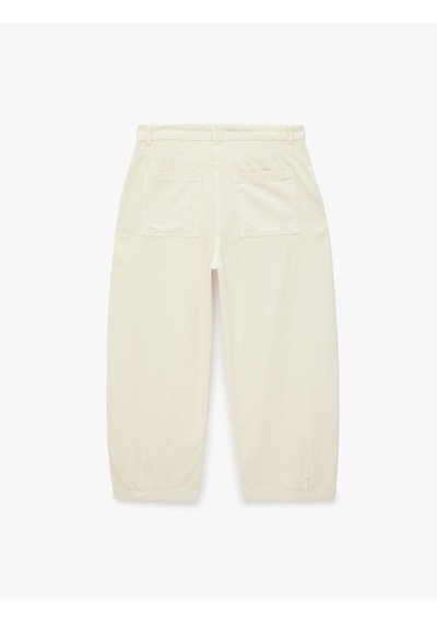 Koton Normal Bel Cepli Rahat Kalıp Gabardin Barrel Fit Pantolon Ekru 7wam40045nw
