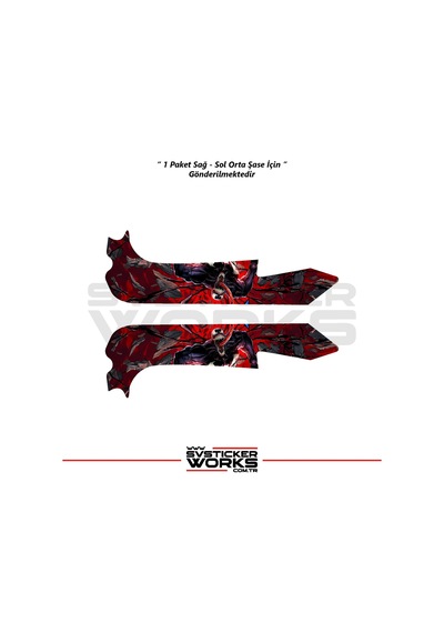 Bajaj Pulsar Rs200 Orta Şase Kaplama Two Face Venom Kaplama Desen Sticker Kırmızı