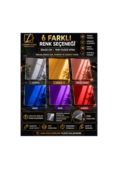4 Adet 20x20 Dekoratif Pleksi Ayna Kendinden Yapışkanlı Duvar Aynası Gümüş Gold Rose Gold Mavi Mor Kırmızı Duvar Dekorasyonu Pleksi Ayna Mor Mor