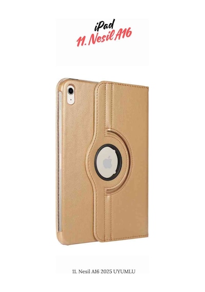 Apple Uyumlu iPad 11. Nesil 2025 A16 360 Yatay Dikey Dönebilen Deri Tablet Kılıfı Kapaklı Kılıf