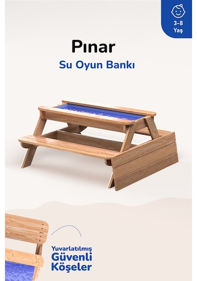 Ovlo Çocuk Su Havuzlu Etkinlik Masası 3-8 Yaş 4 Kişilik Pınar Naturel