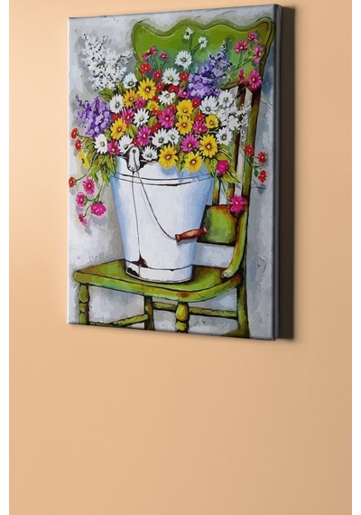 Webstyle Sayılarla Boyama Seti Kasnaklı Yeşil Sandalye Ve Çiçekler 50 X 65 Cm