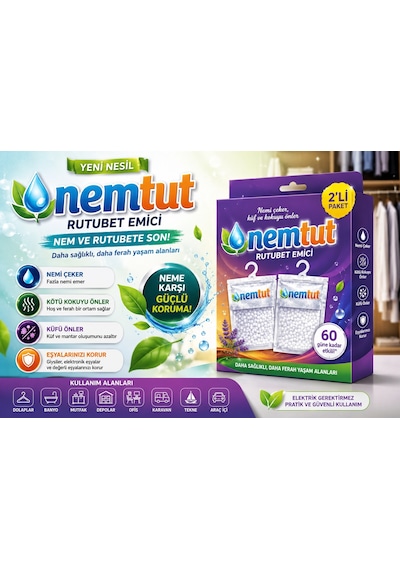 Nem Tutucu Alıcı Rutubet Giderici Önleyici Korozyon Önleyici Koku Giderici 2 Kg (2 Kutu - 4 Paket)