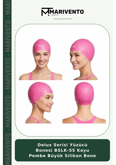 Delux Serisi Yüzücü Bonesi Bslk-55 Koyu Pembe Büyük Silikon Bone