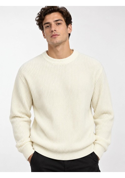 Classics Men Turbulance Erkek Sıfır Yaka Triko Kazak 7836 Beyaz