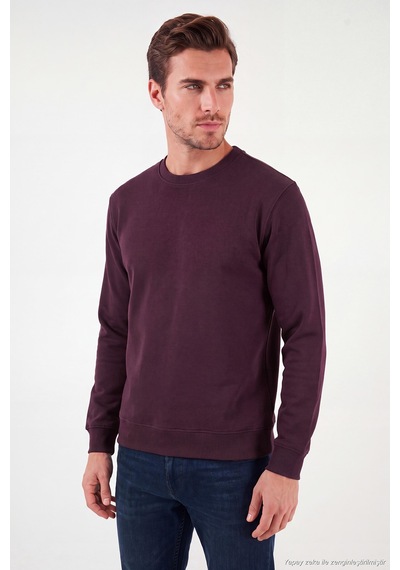 Buratti Pamuklu Relaxed Fit Bisiklet Yaka Sweat Erkek Sweat 5901257 Vişne