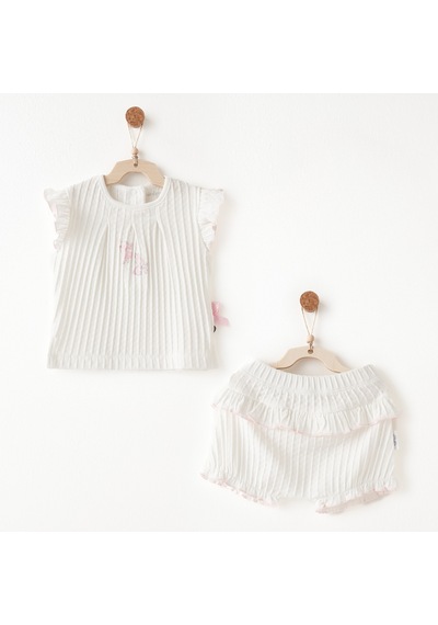 Andywawa Ac26508 Summer Time Kız Bebek 2li Takım Ekru
