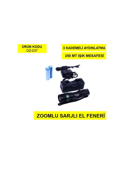500 Lümen Şarjlı Zoomlu Acil Durum Feneri