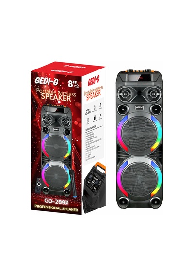 Gd-2897 Dijital Led Göstergeli Mikrofonlu Rgb Tws Çift 8 İnç Stereo Bass Kablosuz Karaoke Hoparlör